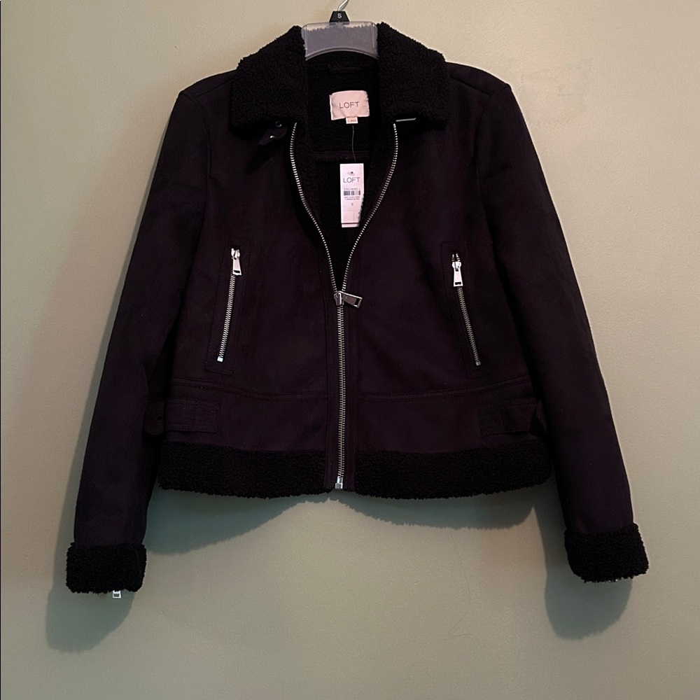 NWT Loft Women’s Faux Suede Aviator Jacket Size S